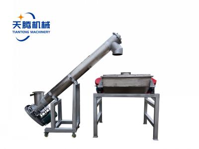 Combination production line of linear vibrating screen and spiral feeding machine for seasoning powder factory